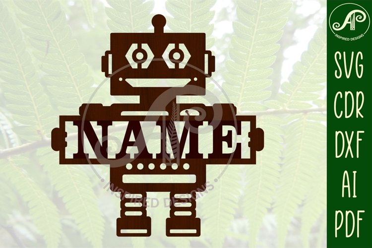 Robot theme Name sign svg laser cut template