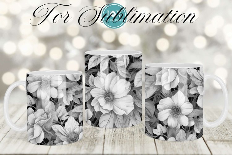 CLASSIC AND ELEGANT FLOWERS SUBLIMATION MUG DESIGN example image 1