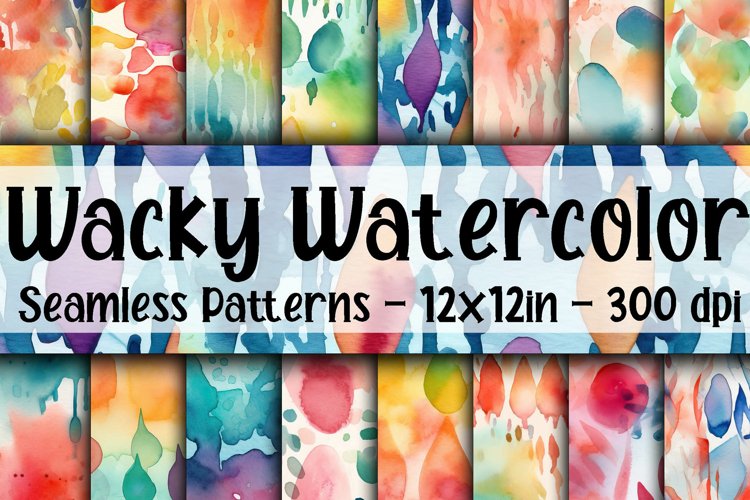 Wacky Watercolor Digital Papers - Seamless Patterns example image 1