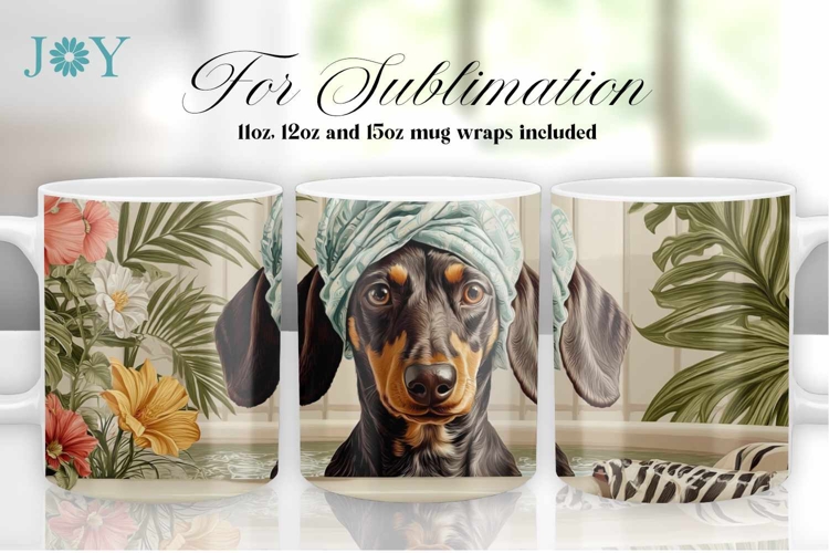 Dachshund Mug Wrap Sublimation Design