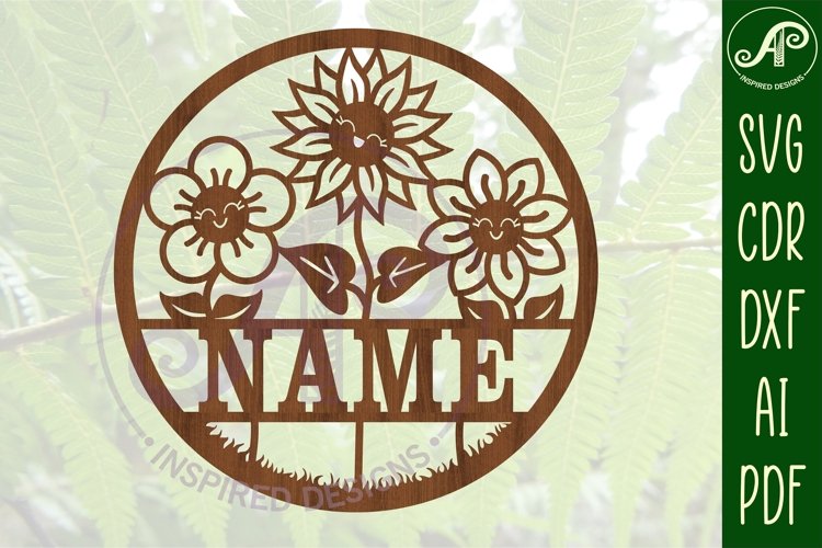 Flower name sign svg laser cut template (2549240)
