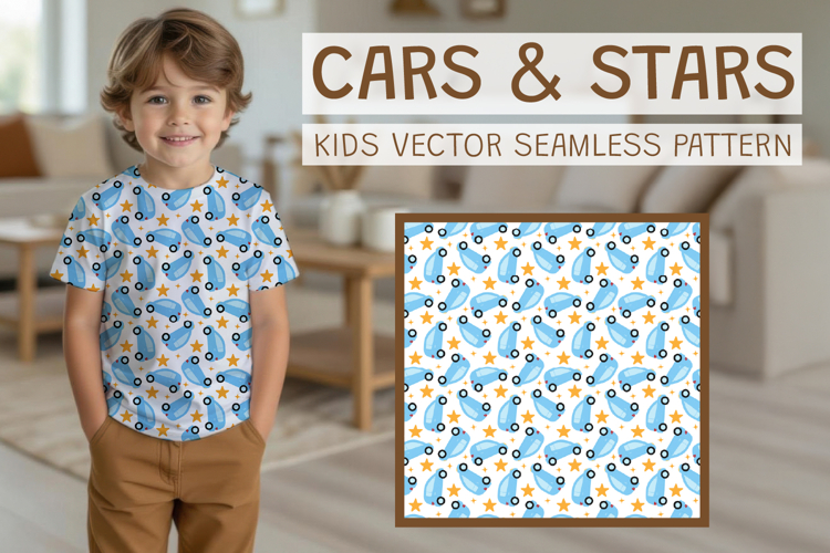 Baby Cars and Stars Seamless Pattern