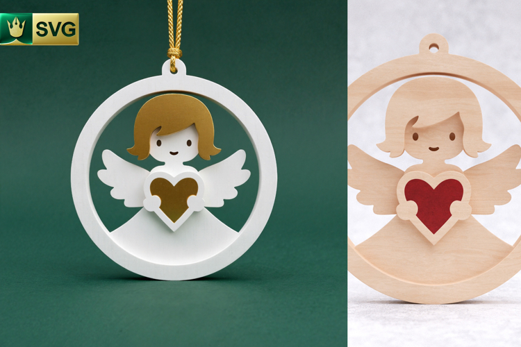 Angel Ornament 3D Layered SVG | Christmas Cut File