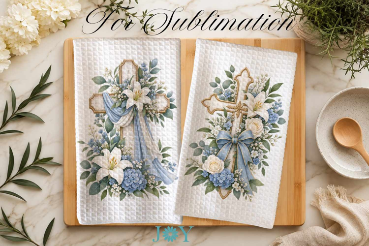 Christian Cross Kitchen Towel Sublimation Design PNG