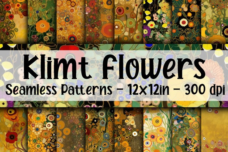Klimt Flowers Digital Papers - Seamless Patterns