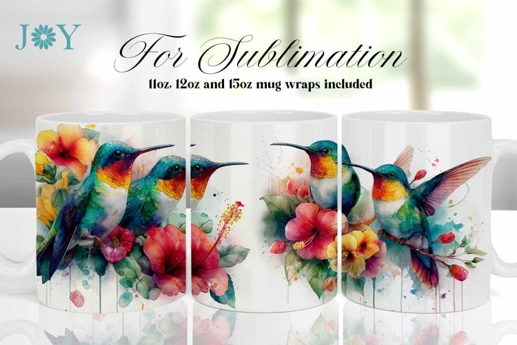 Hummingbirds Mug Wrap Sublimation Design