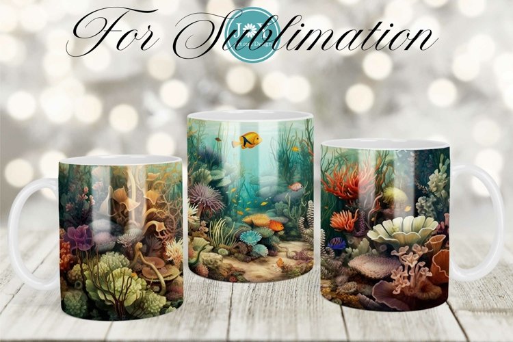 UNDER THE SEA 11oz 12oz 15oz COFFEE MUG WRAP FOR SUBLIMATION example image 1