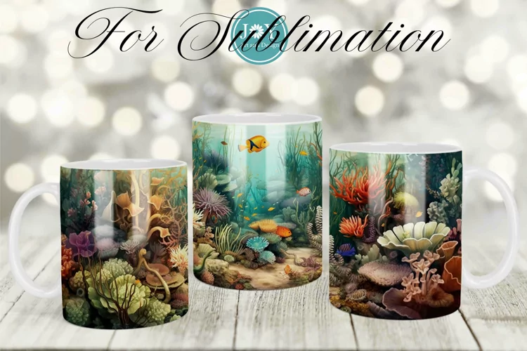UNDER THE SEA 11oz 12oz 15oz COFFEE MUG WRAP FOR SUBLIMATION