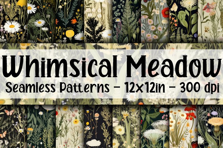 Whimsical Meadow Digital Papers - Seamless Patterns