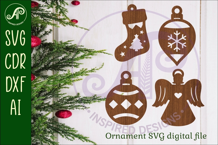 Christmas shape ornaments laser cut outs SVG file 1