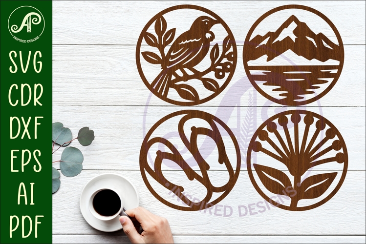 New Zealand Coasters, laser cut out NZ designs d1