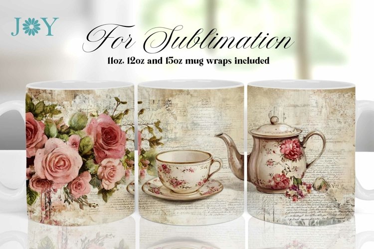 VINTAGE SUBLIMATION MUG WRAP DESIGN COFFEE CUP TEMPLATE