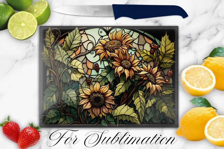 SUNFLOWERS STAINED GLASS CUTTING BOARD DESIGN
