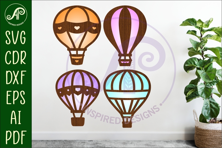 Hot air balloon laser cut outs SVG file 2