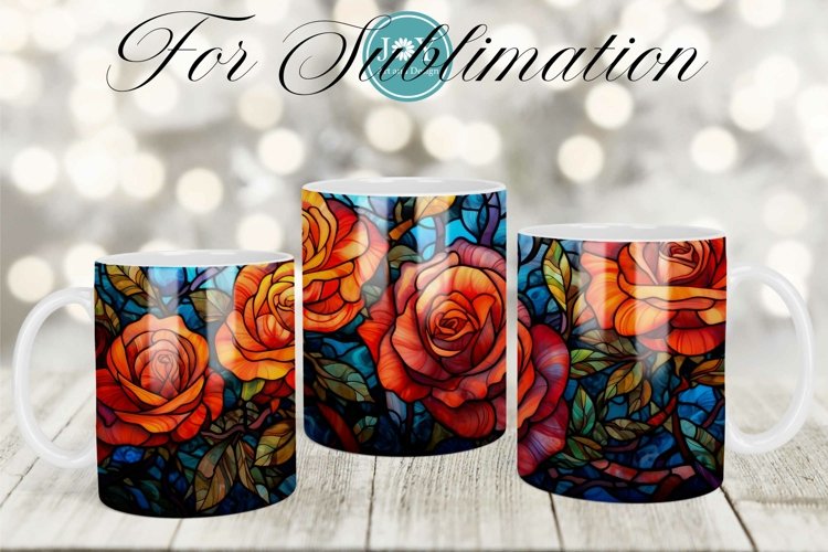 ROSES MUG SUBLIMATION DESIGN, COFFEE MUG WRAP