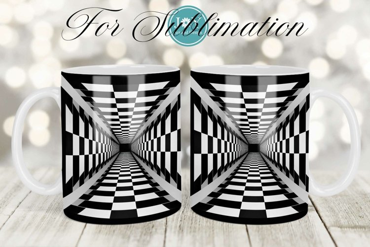 OPTICAL ILLUSION COFFEE MUG WRAP SUBLIMATION DESIGN