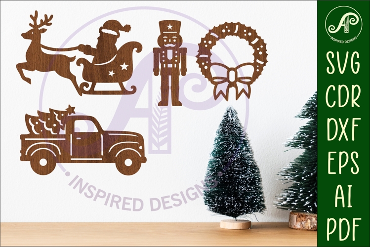 Christmas shape silhouette laser cut outs SVG file 1