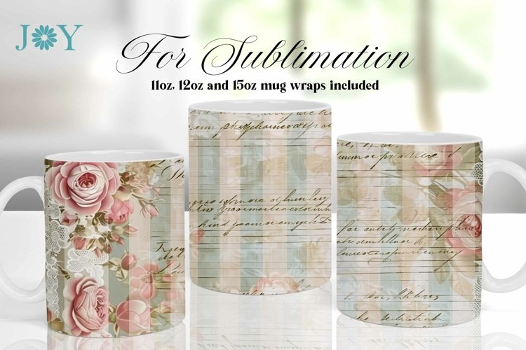 VINTAGE SUBLIMATION MUG WRAP DESIGN COFFEE CUP TEMPLATE