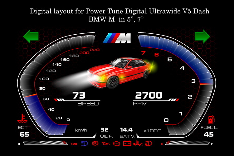 Digital Layout for Power Tune Digital Ultrawide V5 Dash