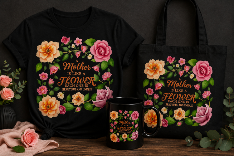 A Mother Is Like a Flower PNG, Floral Mom Gift Design