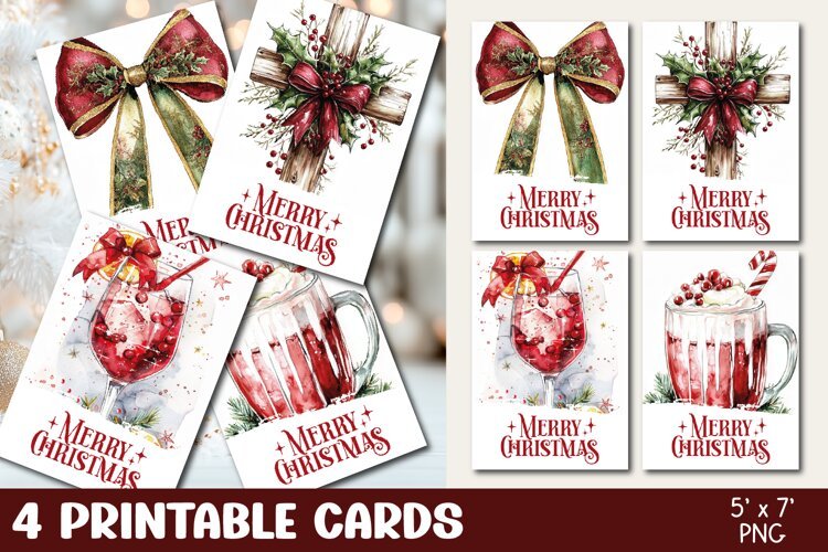 Printable Christmas Cards, Christmas Greeting Cards example image 1