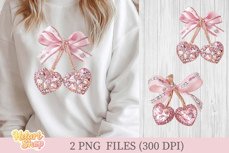 Faux Rhinestone Valentine Cherry PNG