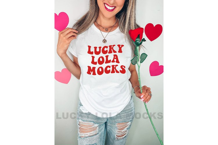 Bella Canvas 3001 White T-Shirt Mockup, Valentines Day