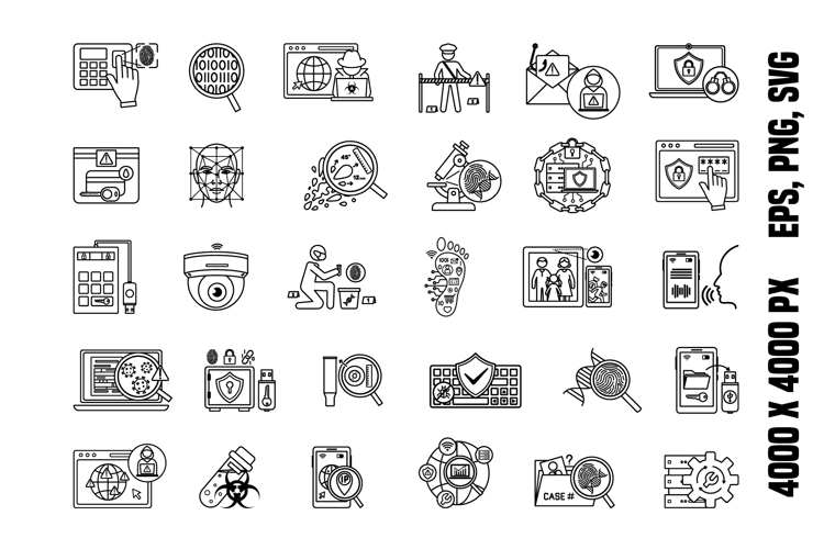 Line Digital Forensics Icons