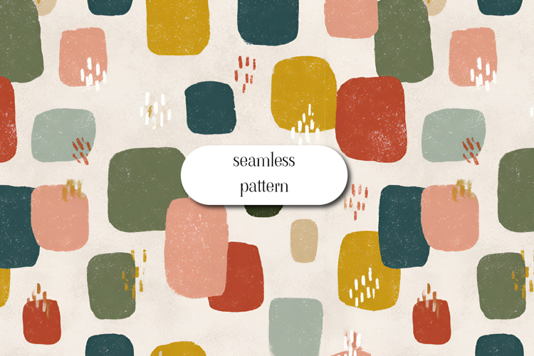 Seamless Abstract Brush Shape Pattern in Earthy Colors