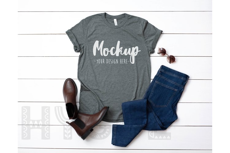 Tshirt Mockup Bella Canvas 3001 Deep Heather Tshirt Mockup