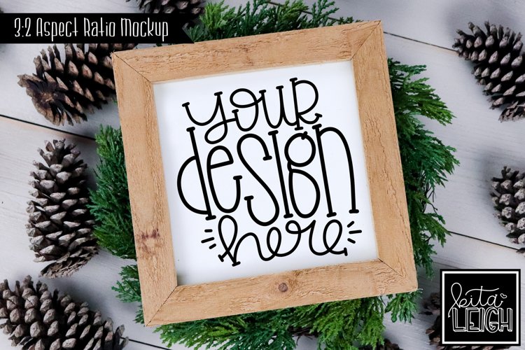 Square Sign Fall and Christmas Mockup | Stylized Photo example image 1