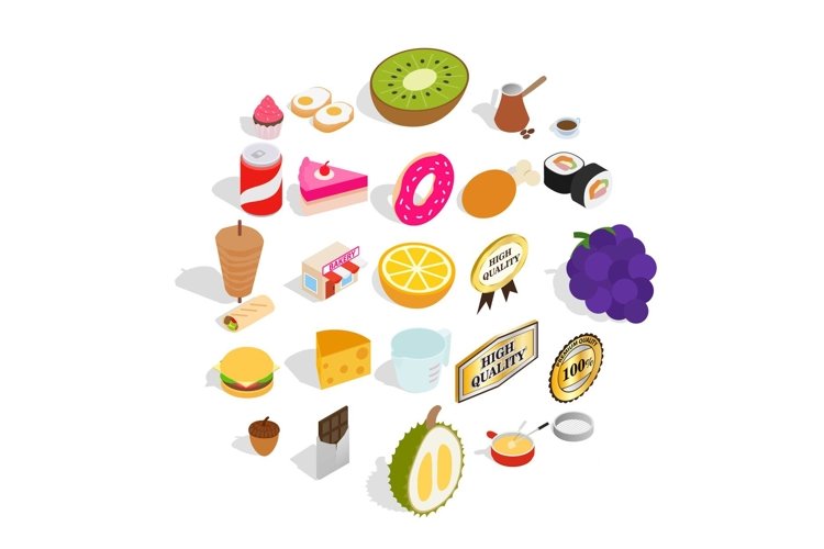 Useful substance icons set, isometric style