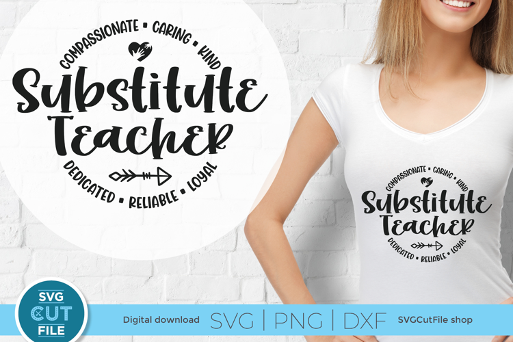 Substitute teacher svg, a round circle unisex design