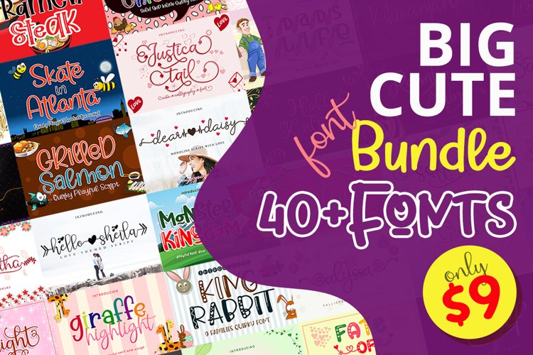 Love Cute Font Bundle example image 1