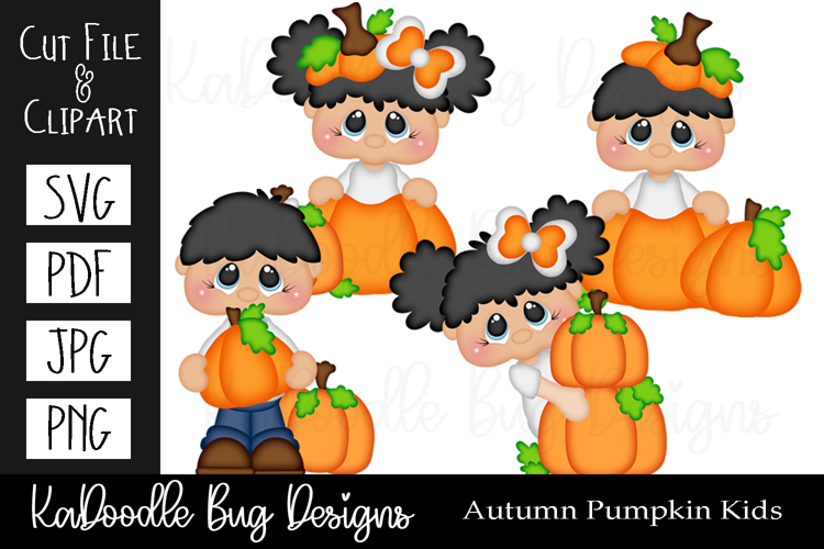 Autumn Pumpkin Kids SVG PDF Cut File, Clipart PNG JPEG