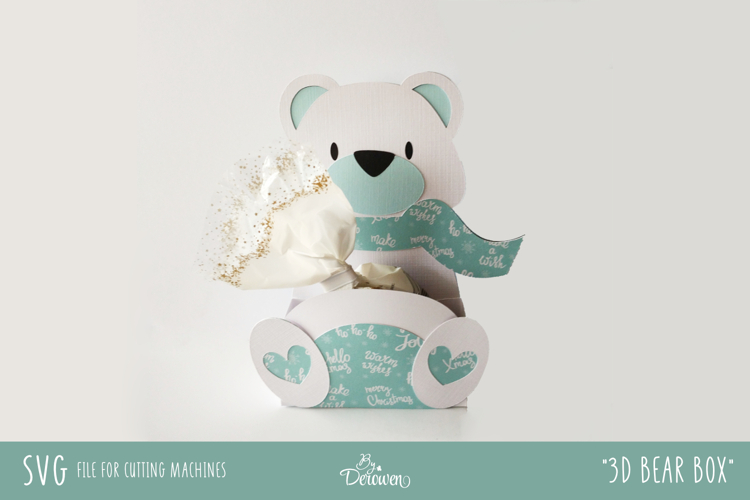 Cute 3D Bear Gift Box SVG