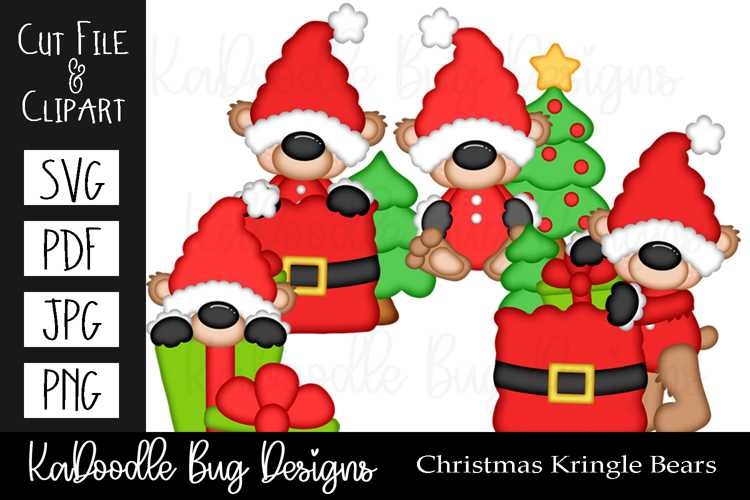 Christmas Gnome Bears SVG PDF Cut File, Clipart PNG JPEG