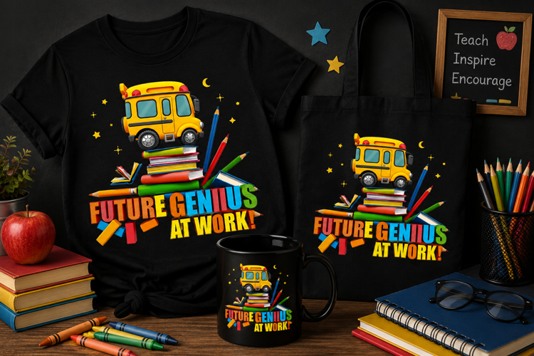 Future Genius at Work PNG, School Bus Back to School Design