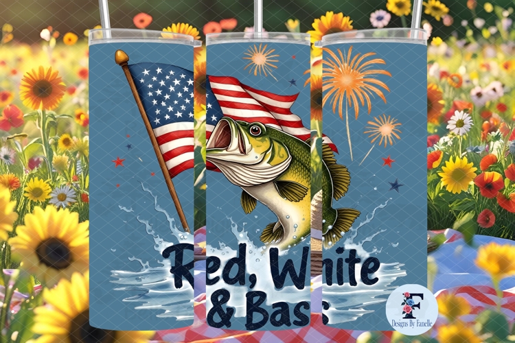 American Bass Skinny Tumbler Wrap, Sublimation Design