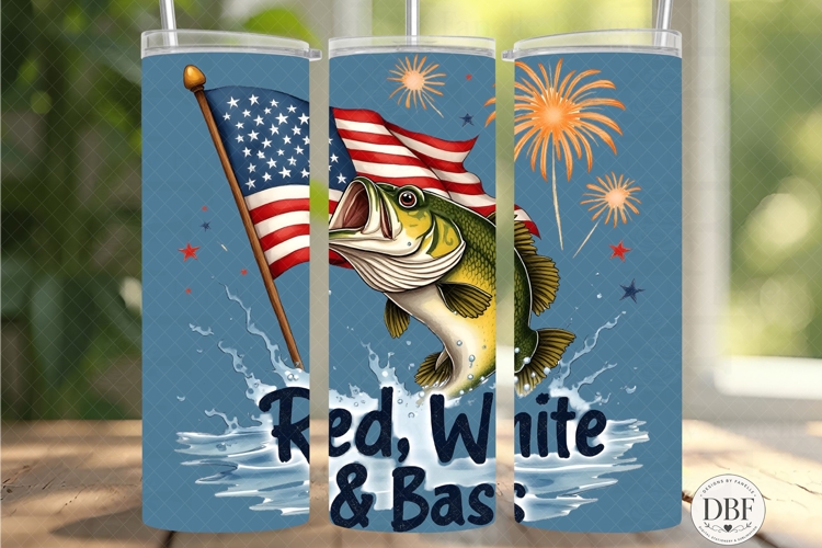 American Bass Skinny Tumbler Wrap, Sublimation Design