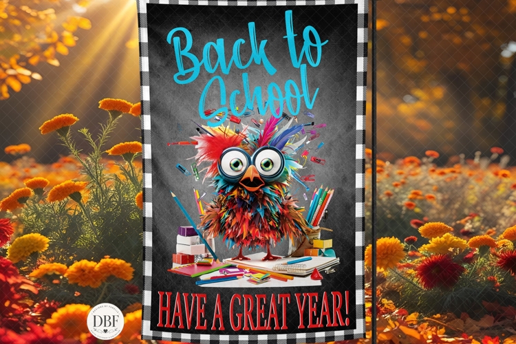 Back To School Garden Flag, Sublimation Design, PNG