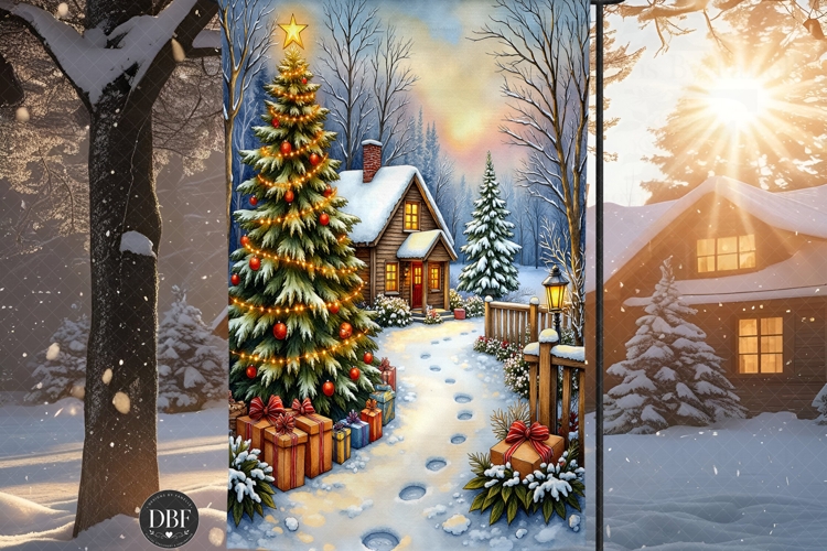 Country Christmas Garden Flag, Sublimation Design