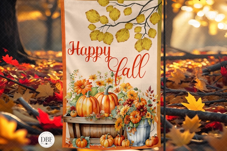Happy Fall Garden Flag, Sublimation Design, PNG