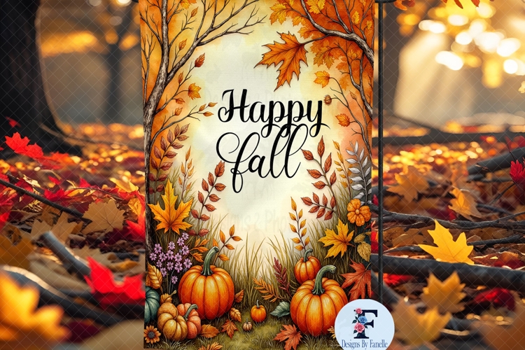 Happy Fall Garden Flag, Sublimation Design