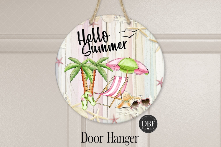 Hello Summer Door Hanger, Sublimation Design, PNG