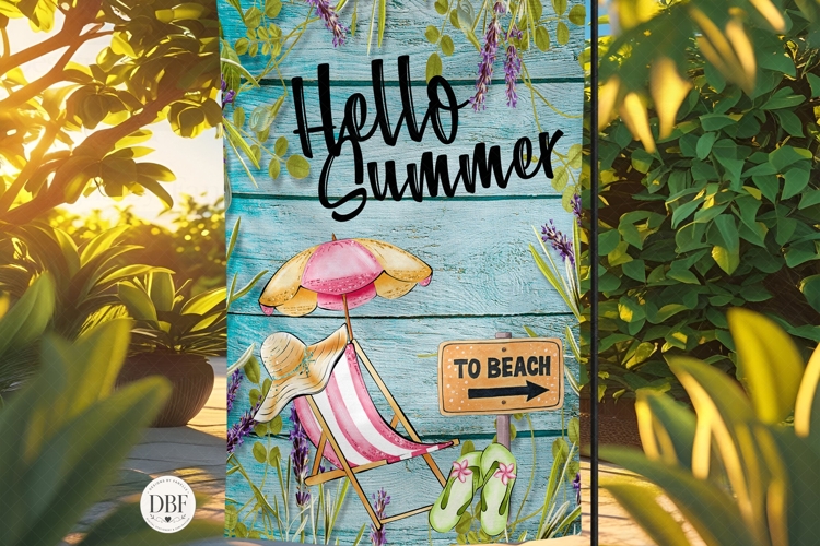 Hello Summer Garden Flag, Sublimation Design