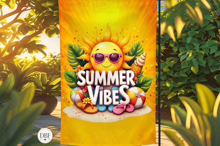 Summer Vibes Garden Flag, Sublimation Design, PNG