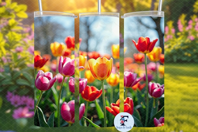 Tulips Skinny Tumbler Wrap, Sublimation Design