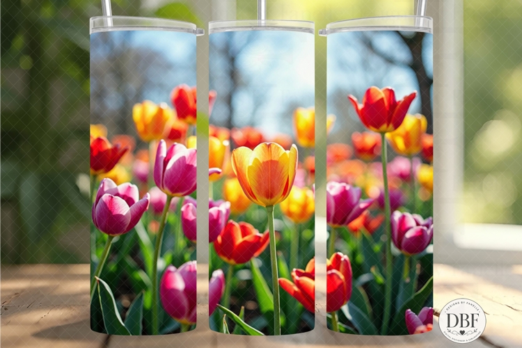 Tulips Skinny Tumbler Wrap, Sublimation Design