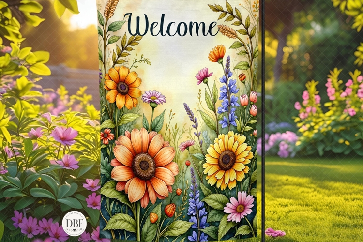 Welcome Garden Flag, Sublimation Design